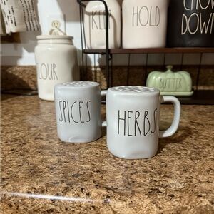 Rae Dunn Gray 'SPICES' and 'HERBS' Salt & Pepper Shakers